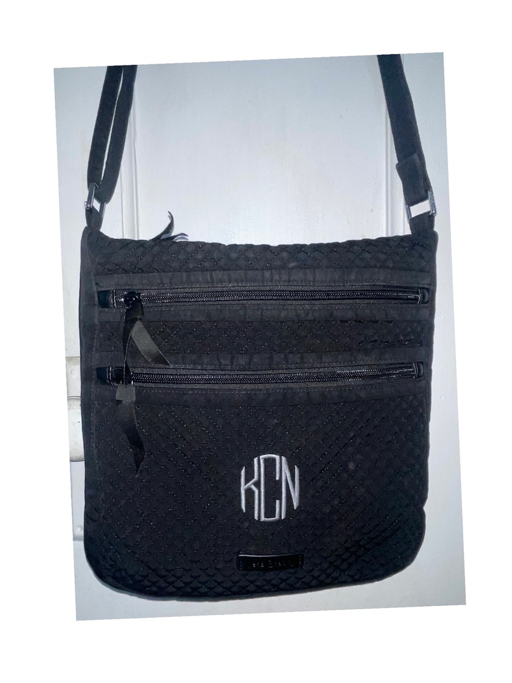 Vera Bradley Black Quilted Crossbody Bag with Monogram